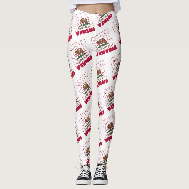 California statlig flagga text mönster leggings (Framsida)