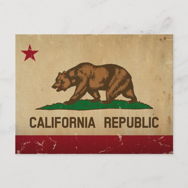 California Statlig flagga VINTAGE Vykort (Framsida)