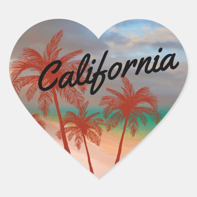 California Sticker Hjärtformat Klistermärke (Framsida)