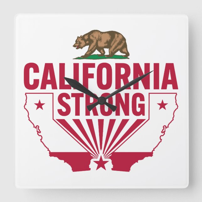 California Strong Grizzly Bear Fyrkantig Klocka (Framsida)