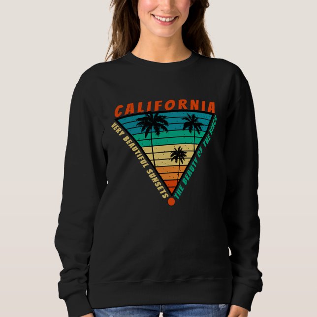 California Summer Beach Vintage Sunset T Shirt (Framsida)
