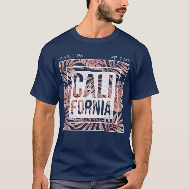 California Summer Forever- Tropical Leaves T Shirt (Framsida)