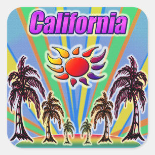 California Summer Kärlek Sticker Fyrkantigt Klistermärke
