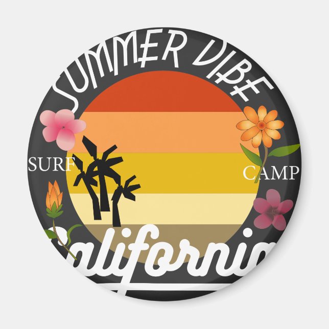 California Summer Vibe Surfa Camp Magnet (Framsidan)