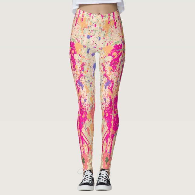 California Sunset Abstrakt Splatter Paint Leggings (Framsida)