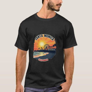 California Sunset Beach Ferris Wheel Santa Monica T Shirt