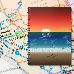 California Sunset Beach Sand Heart Anteckningsbok