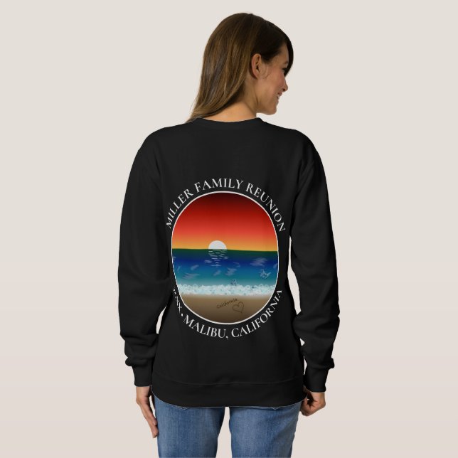 California Sunset Beach Sand Heart Family Reunion T Shirt (Hel baksida)