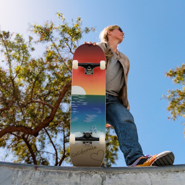California Sunset | Beach Sand Heart Mini Skateboard Bräda 18,5 Cm (Utomhus 1)