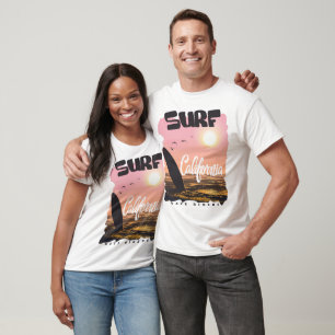 California Sunset Surfing Wave Riders Design T Shirt