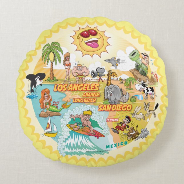 California Sunshine Paradise Poufs Rund Kudde (Framsidan)