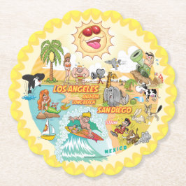 California Sunshine Paradise Scalloped Underlägg Papper