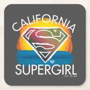 California Supergirl Sunset Graphic Underlägg Papper Kvadrat
