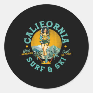 California Surf And Ski Varma Stränder, Coola Back Runt Klistermärke