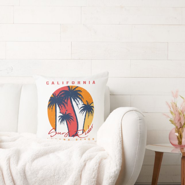 California Surf Ride Laguna Beach Retro Palm Solne Kudde (Soffa)