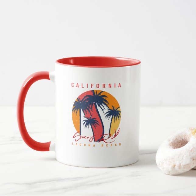 California Surf Ride Laguna Beach Retro Palm Solne Mugg (Med munk)
