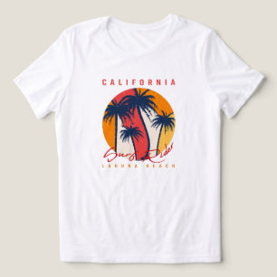 California Surf Ride Laguna Beach Retro Palm Solne T Shirt