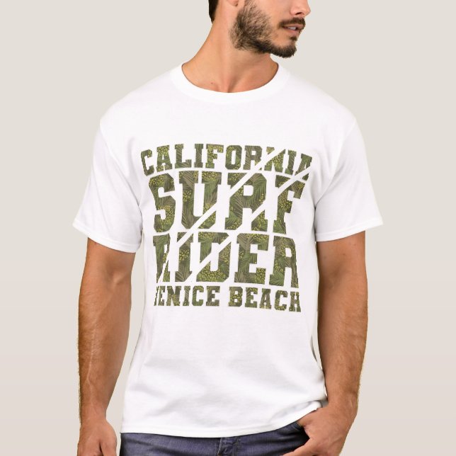 California Surfa Rider - Tropical Venice Beach Str T Shirt (Framsida)