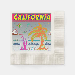 ’CALIFORNIA’ Surfer Beach Napkins Pappersservett