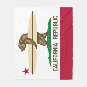 California Surfer Bear Flagga Fleecefilt