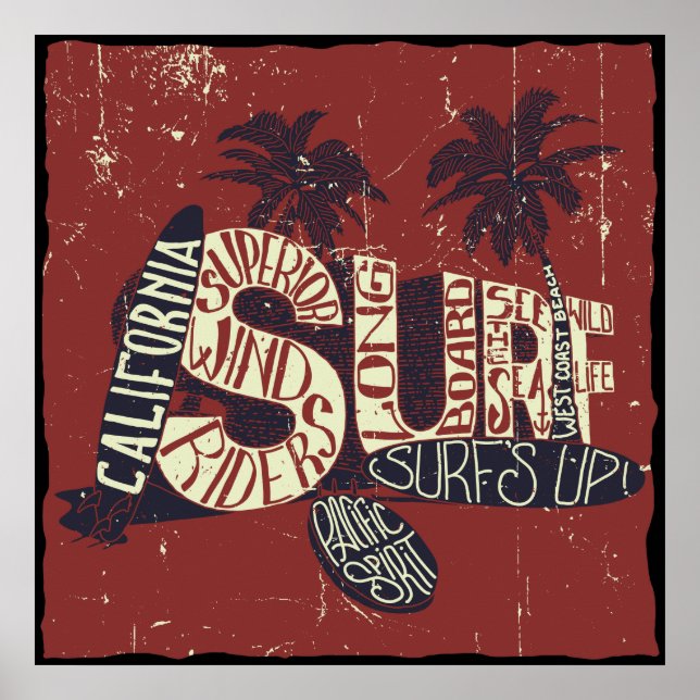 California Surfer Quote Poster (Framsidan)