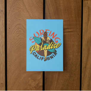 California Surfing Paradise Vintage Vykort