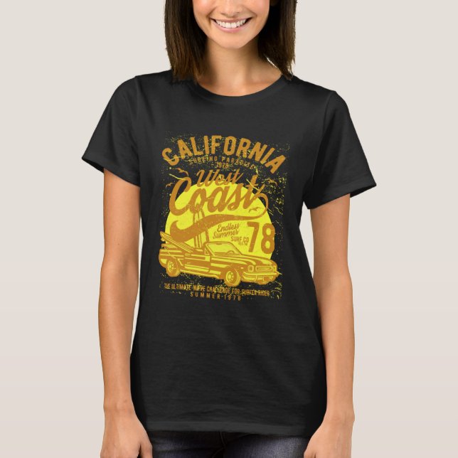 California Surfing Paradise  West Coast Since 78 T Shirt (Framsida)