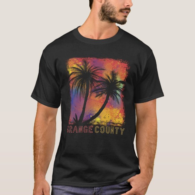 California Surfing Retro Palm tree Orange County B T Shirt (Framsida)