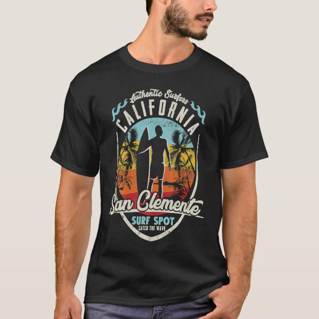 California Surfing San Clemente Wave Surfer Paradi T Shirt (Framsida)