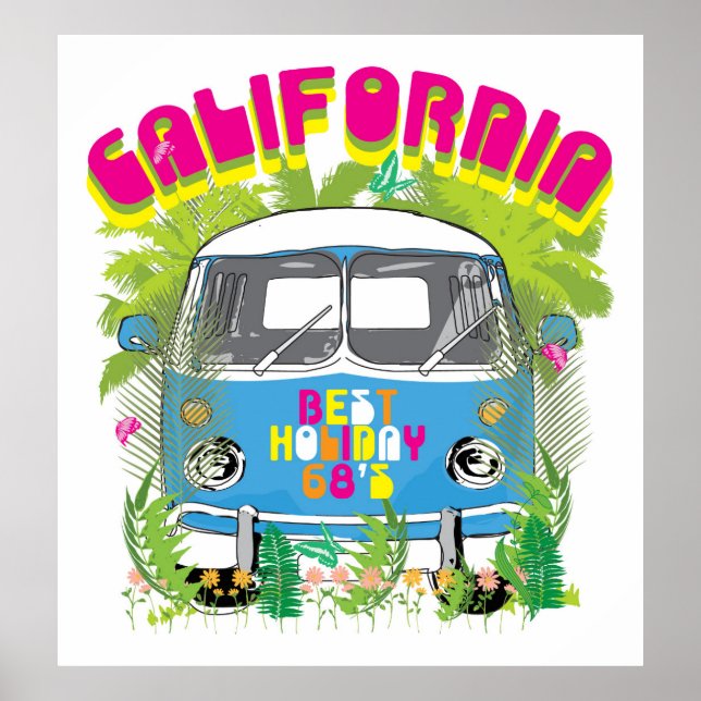 California Surfing Van Poster (Framsidan)