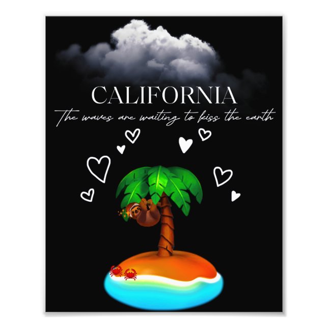 California, The Waves Are Waiting To Kiss The Eart Fototryck (Framsidan)