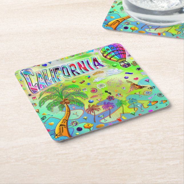 California Tidlös Melodi Coaster Underlägg Papper Kvadrat (Vinklad)