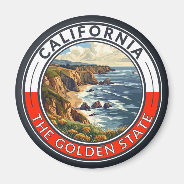 California Travel Art Badge Magnet (Framsidan)