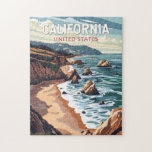 California Travel Art Vintage Pussel<br><div class="desc">Kaliforniens retro-vektorresedesign. Denna designad-stil-resekonst,  med sin blandning av djärvt färg och vintage,  är  för att inspirera äventyr.</div>