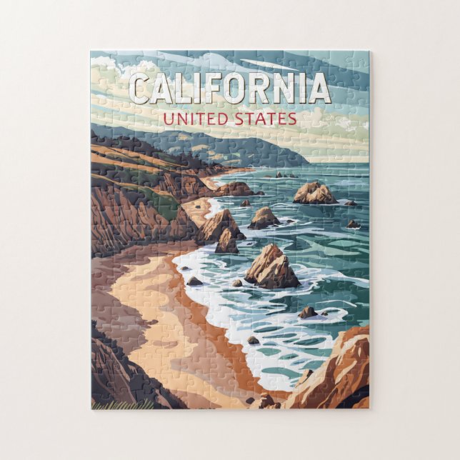 California Travel Art Vintage Pussel (Vertikal)