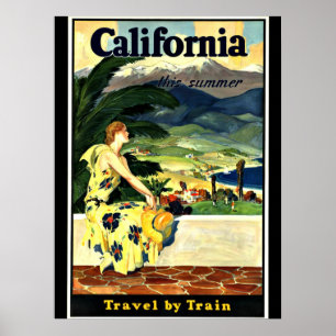 California Travel by Tåg vintage Poster