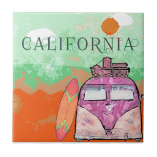 California Travel Poster Kakelplatta