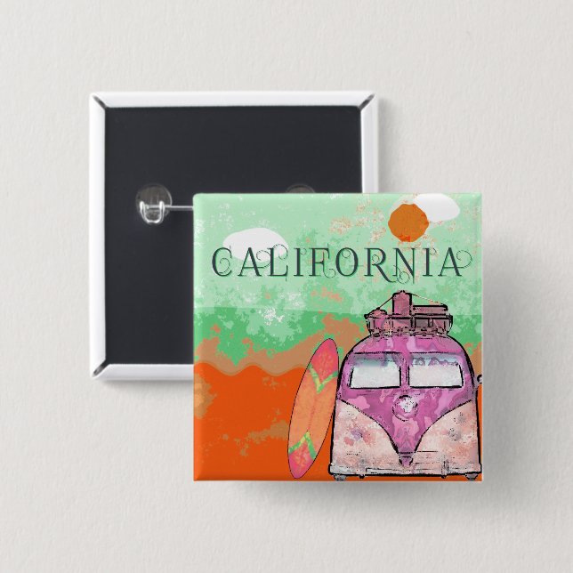 California Travel Poster Knapp (Framsida & baksida)