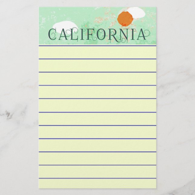 California Travel Poster Stationery Brevpapper (Framsida)