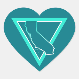 california-triangel hjärtformat klistermärke