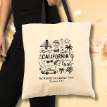 California Trip Family Vacation Custom Matching Tygkasse<br><div class="desc">This black-and-white California doodle-style travel design showcases iconic symbols of the Golden State including the Golden Gate Bridge,  surf waves,  palm trees,  tacos,  and road-trip elements. Personalize the text with your family name and year to create a unique souvenir for a California vacation,  family trip,  reunion,  or group adventure.</div>