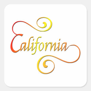 California Typography Art Fyrkantigt Klistermärke