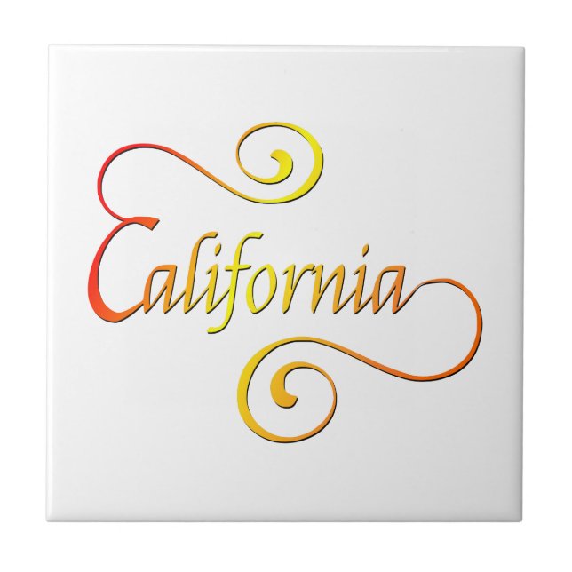 California Typography Art Kakelplatta (Framsidan)
