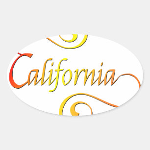 California Typography Art Ovalt Klistermärke