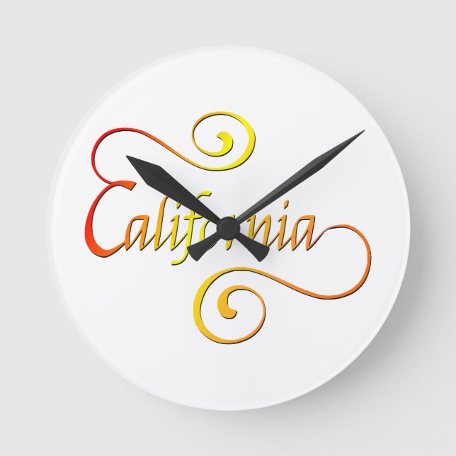 California Typography Art Rund Klocka (Framsida)
