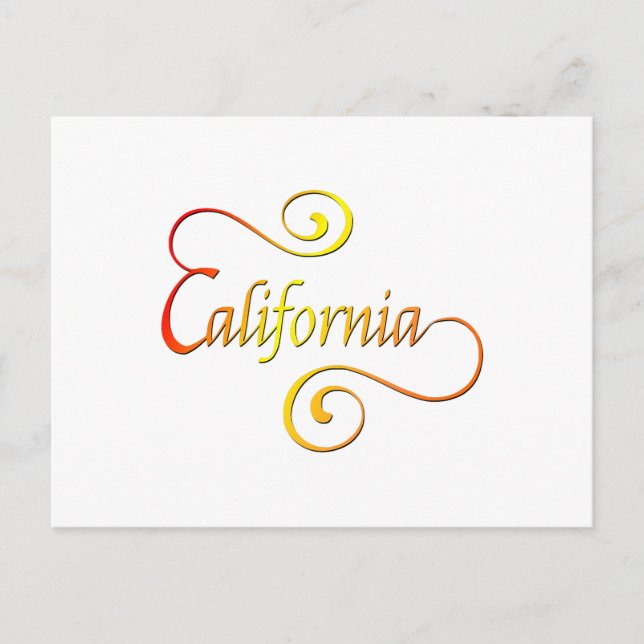 California Typography Art Vykort (Framsida)