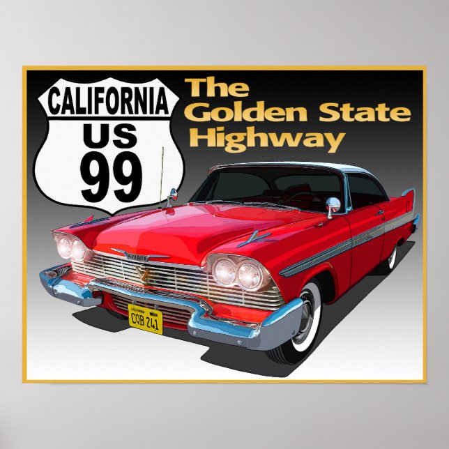 California U S Route 99 - The Golden State Poster (Framsidan)
