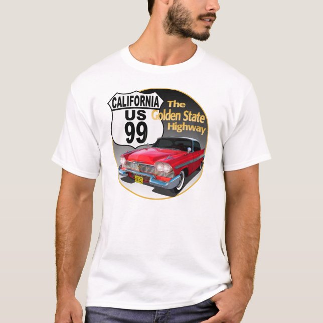 California U S Route 99 - The Golden State Tee Shirt (Framsida)