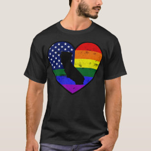 California United Stater Gay pride Flagga Heart T Shirt