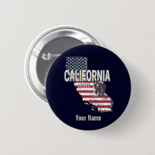 California United Stater Retro State Karta Vintage Knapp